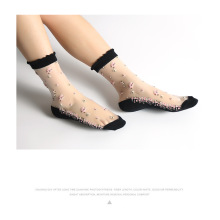 Factory wholesale stock low moq high quality fancy summer spring sexy beautiful ladies transparent lace socks for women